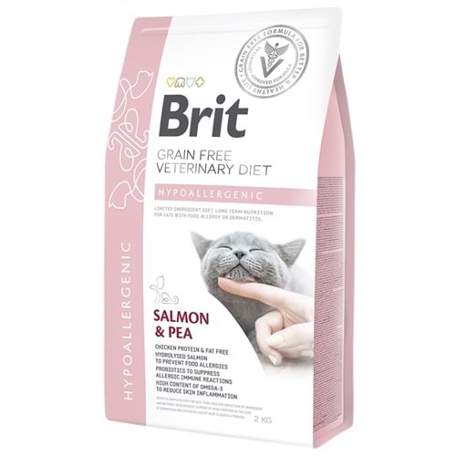 Brit Veterinary Diets Hypoalergenic Salmon & Pea Somon Balıklı ve Bezelyeli Tahılsız Hipoalerjenik Veteriner Diyet Kedi Maması (2 Kg)