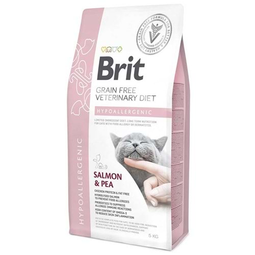 Brit Veterinary Diets Hypoalergenic Salmon & Pea Somon Balıklı ve Bezelyeli Tahılsız Hipoalerjenik Veteriner Diyet Kedi Maması (5 Kg)