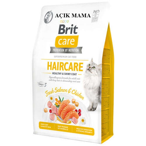 Brit Care Haircare Healthy Shiny Coat Tavuklu ve Somonlu Açık Kedi Maması 1 Kg