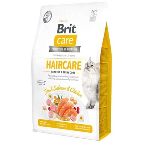 Brit Care Haircare Healthy Shiny Coat Fresh Salmon Chicken Taze Tavuk Etli ve Somonlu Tahılsız Kedi Maması 2 Kg