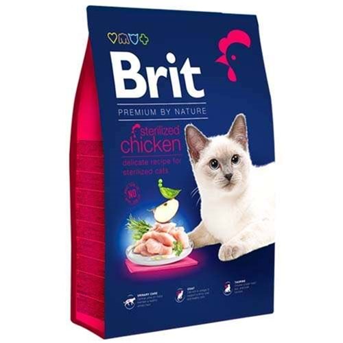 Brit Premium By Nature Adult Sterilized Chicken Tavuk Etli Kısırlaştırılmış Yetişkin Kedi Maması (8 Kg)