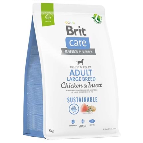 Brit Care Sustainable Adult Large Breed Tavuk ve Larvalı Yetişkin Köpek Maması (3 Kg)