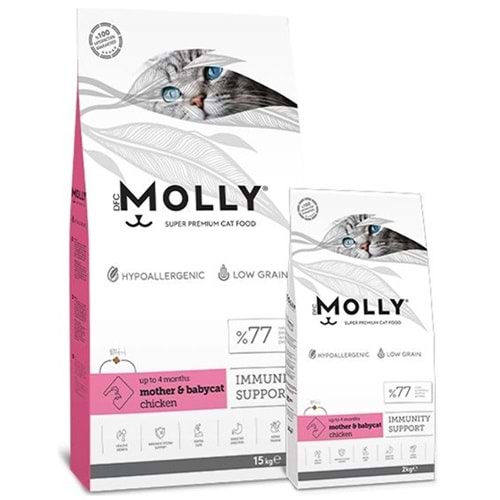 Molly Mother & Babycat Immunity Support Chicken Tavuk Etli Tahılsız Anne ve Yavru Kedi Maması 2 Kg
