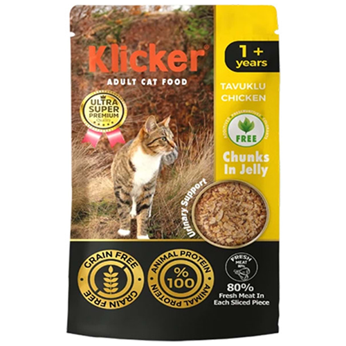 Klicker Pouch Adult Chicken Tavuklu Tahılsız Yetişkin Kedi Yaş Maması 85 Gr
