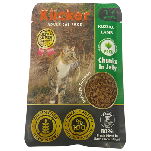 Klicker Pouch Adult Lamb Kuzulu Tahılsız Yetişkin Kedi Yaş Maması 85 Gr