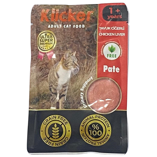 Klicker Pouch Adult Chicken Liver Tavuk Ciğerli Pate Tahılsız Yetişkin Kedi Yaş Maması 85 Gr