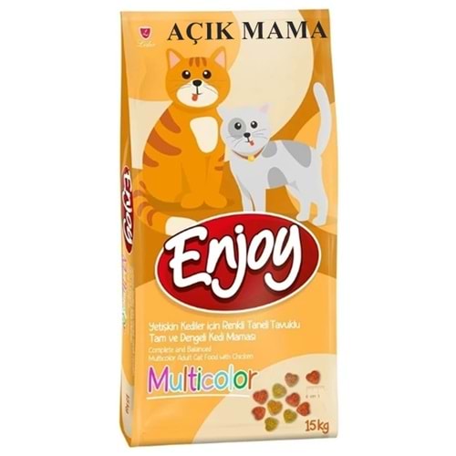 Enjoy Adult MultiColor Renkli Taneli Yetişkin Açık Kedi Maması 500 Gr