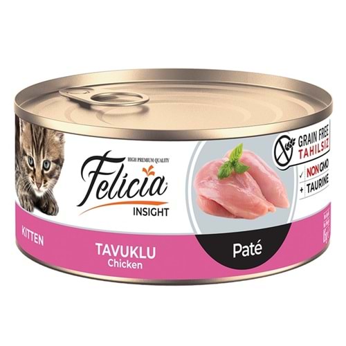 Felicia Insight Kitten Pate With Chicken In Gravy Tahılsız Kıyılmış Tavuk Etli Yavru Kedi Konservesi (85 Gr)