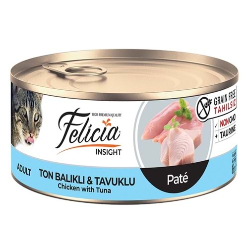 Felicia Insight Adult Pate Chicken With Tuna Tahılsız Kıyılmış Ton Balıklı ve Tavuklu Yetişkin Kedi Konservesi (85 Gr)