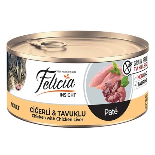 Felicia Insight Adult Pate Chicken With Chicken Liver Tahılsız Kıyılmış Ciğerli ve Tavuklu Yetişkin Kedi Konservesi (85 Gr)