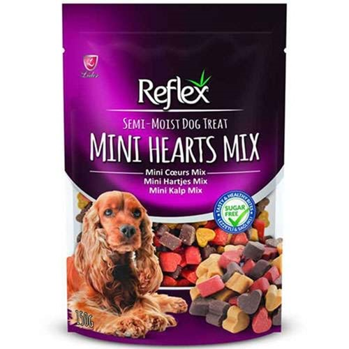 Reflex Semi-Moist Dog Treat Mini Hearts Mix Mini Kalp Mix Küçük Irk Köpek Ödülü 150 Gr