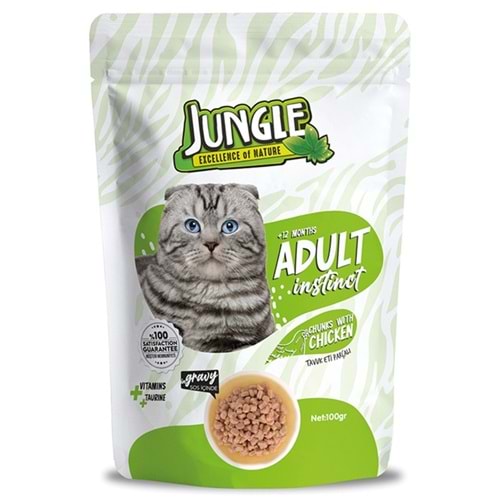 Jungle Pouch Adult Chicken Tavuk Etli Kedi Yaş Maması 100 Gr