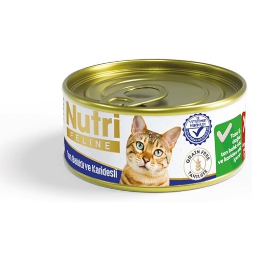 Nutri Feline Tahılsız Pate Ton Balıklı ve Karidesli Yetişkin Kedi Konservesi (85 Gr)