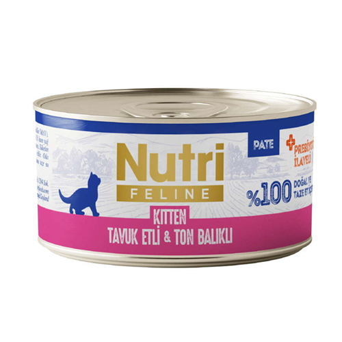 Nutri Feline Kitten Tahılsız Pate Tavuk Etli ve Ton Balıklı Yavru Kedi Konservesi 70 Gr