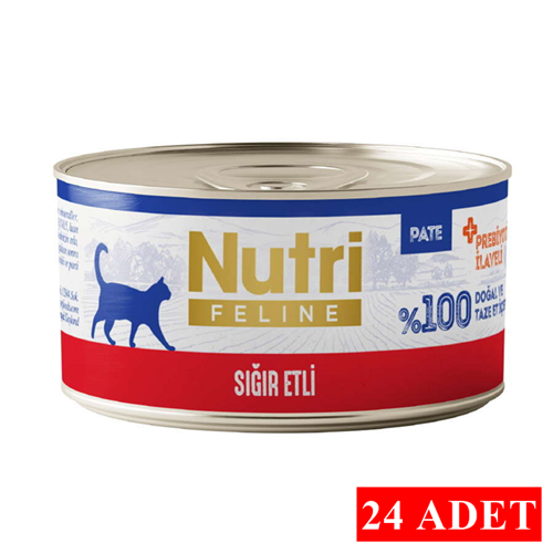Nutri Feline Tahılsız Pate Sığır Etli Yetişkin Kedi Konservesi 24x70 Gr