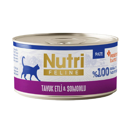 Nutri Feline Tahılsız Pate Tavuk Etli ve Somonlu Yetişkin Kedi Konservesi 70 Gr