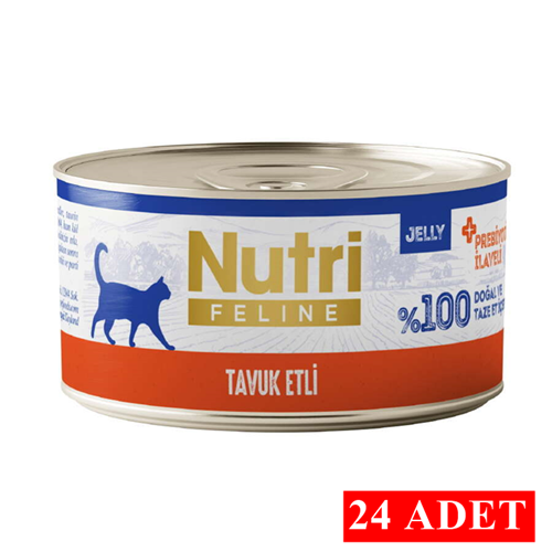 Nutri Feline Tahılsız Jelly Tavuk Etli Yetişkin Kedi Konservesi 24x70 Gr