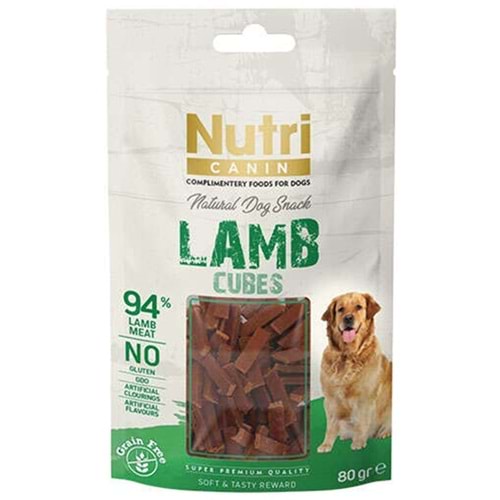 Nutri Canin Snack Lamb Cubes Kuzu Etli Tahılsız Köpek Ödülü (80 Gr)
