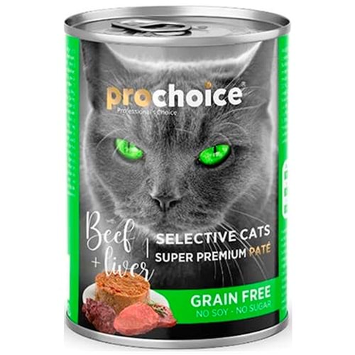 Prochoice Adult Tahılsız Seçici Kediler İçin Sığır Etli ve Ciğerli Pate Kedi Konservesi (400 Gr)