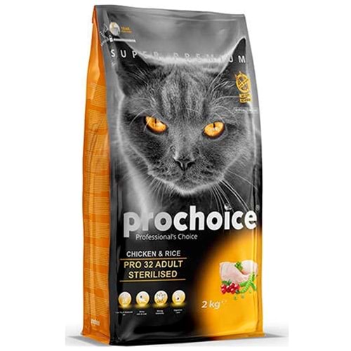 Prochoice Pro32 Sterilised Chicken & Rice Kısırlaştırılmış Tavuklu Kedi Maması (2 Kg)