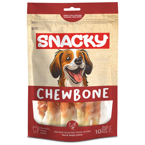 Snacky Chew Bone 10'lu Tavuk Sargılı Çubuk Köpek Ödülü 100 Gr - 13 Cm