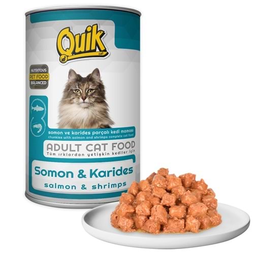 Quik Adult Salmon & Shrimps Somon ve Karidesli Yetişkin Kedi Konservesi 415 Gr