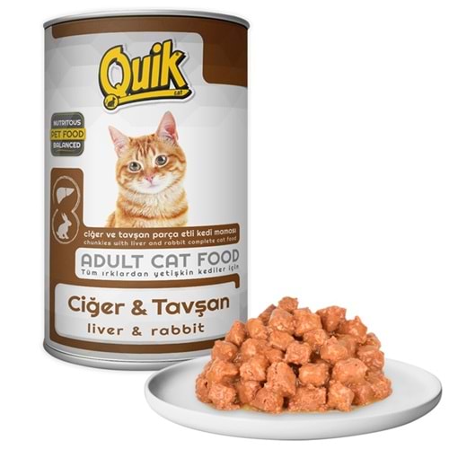 Quik Adult Liver & Rabbit Ciğer ve Tavşan Etli Yetişkin Kedi Konservesi 415 Gr