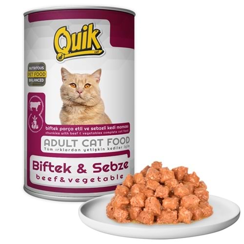 Quik Adult Beef & Vegatable Biftek ve Sebzeli Yetişkin Kedi Konservesi 415 Gr