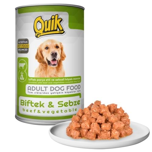 Quik Adult Beef & Vegetable Biftek ve Sebzeli Yetişkin Köpek Konservesi 415 Gr