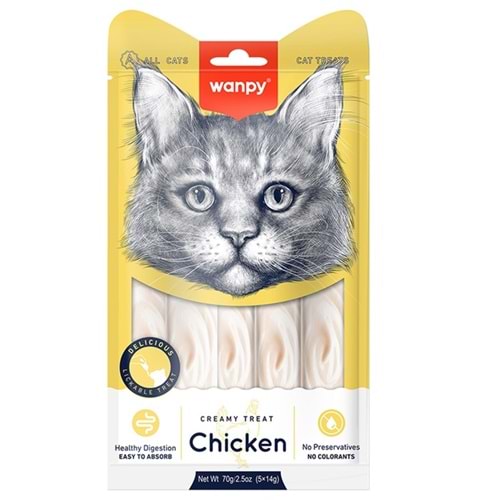 Wanpy Creamy Treat Chicken Tavuklu Sıvı Kedi Ödülü (5x14 Gr)