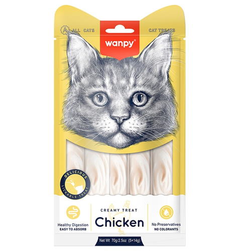 Wanpy Creamy Treat Chicken Tavuklu Sıvı Kedi Ödülü 5x14 Gr