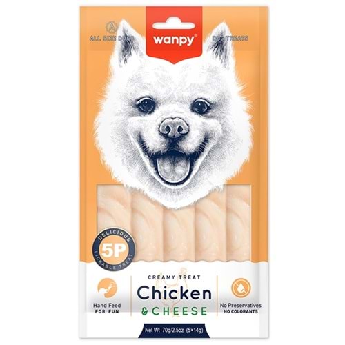 Wanpy Creamy Treat Chicken & Cheese Tavuklu ve Peynirli Sıvı Köpek Ödülü (5x14 Gr)