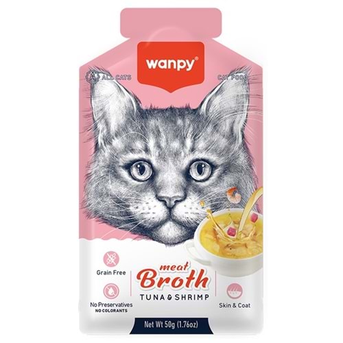 Wanpy Ton Balıklı ve Karidesli Tahılsız Kedi Çorbası 50 Gr
