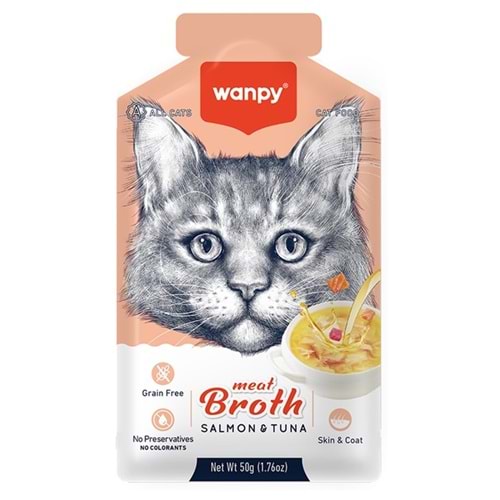 Wanpy Somon ve Ton Balıklı Tahılsız Kedi Çorbası 50 Gr