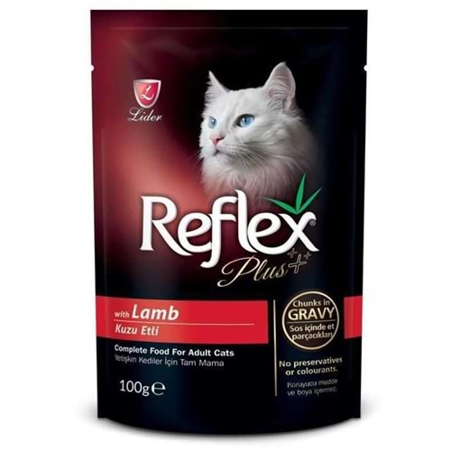 Reflex Plus Pouch Sos İçinde Et Parçacıklı Kuzu Etli Soslu Kedi Yaş Maması 100 Gr