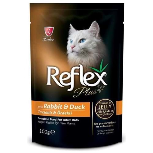Reflex Plus Pouch Jöle İçinde Et Parçacıklı Tavşanlı ve Ördekli Kedi Yaş Maması 100 Gr