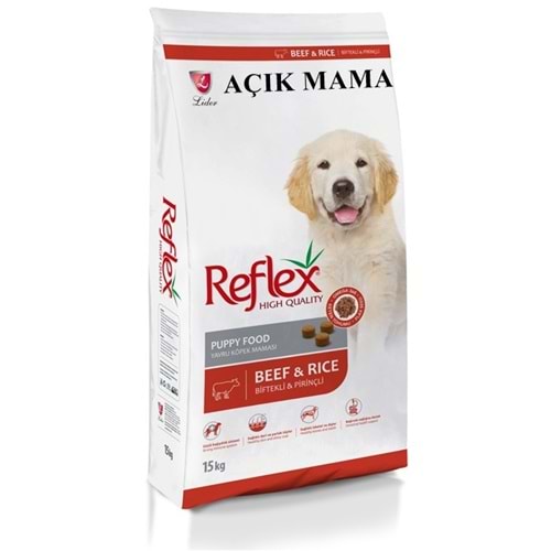 Reflex Puppy Beef & Rice Biftekli ve Pirinçli Yavru Açık Köpek Maması 500 Gr