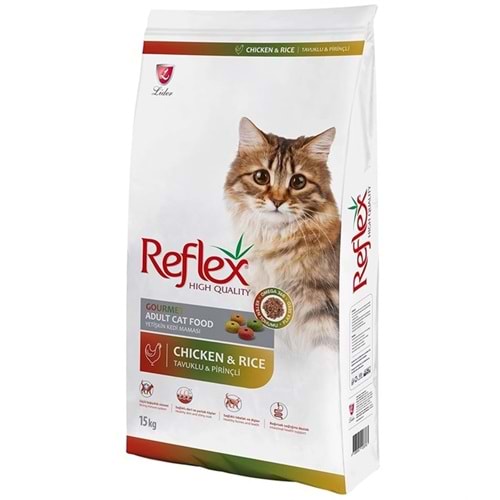 Reflex Adult Gourmet Chicken & Rice Tavuk Etli ve Pirinçli Renkli Taneli Yetişkin Kedi Maması 15 Kg