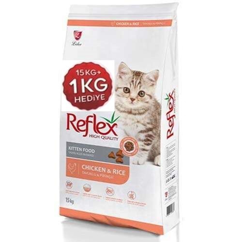 Reflex Kitten Chicken & Rice Tavuk Etli ve Pirinçli Yavru Kedi Maması 15 Kg + 1 Kg Hediye