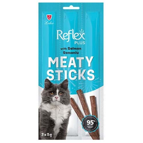 Reflex Plus Cat Meaty Sticks With Salmon Somonlu Tahılsız Yetişkin Kedi Ödülü 3x5 Gr