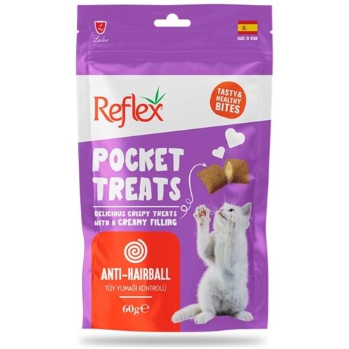 Reflex Pocket Treats Anti-Hairball Tüy Yumağı Kontrolü İçin Kedi Ödülü 60 Gr