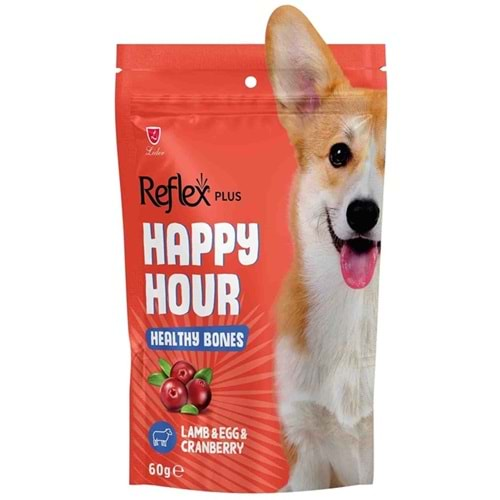 Happy Hour Healthy Bones Lamb & Egg & Cranberry Sağlıklı Kemikler İçin Destekleyici Kuzulu Yumurtalı ve Kızılcıklı Köpek Ödül Maması 60 Gr