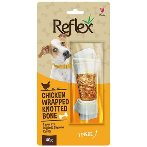 Reflex Chicken Wrapped Knotted Bone Tavuk Etli Düğümlü Çiğneme Kemiği 40 Gr