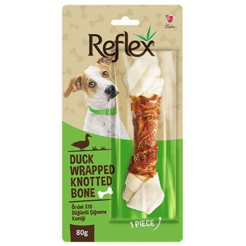 Reflex Duck Wrapped Knotted Bone Ördek Etli Düğümlü Çiğneme Kemiği 80 Gr