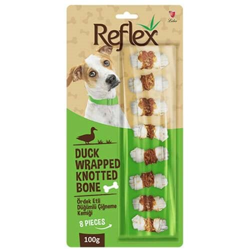 Reflex Duck Wrapped Knotted Bone Ördek Etli Düğümlü Çiğneme Kemiği 100 Gr - 8 Adet