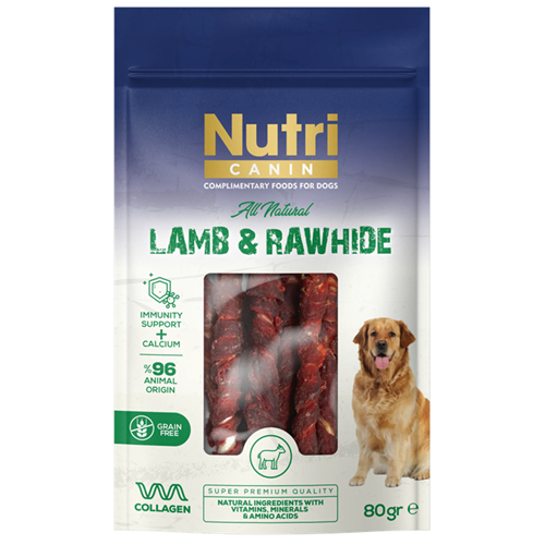 Nutri Canin Lamb & Rawhide Kuzu Eti Sargılı Kemik Köpek Ödülü 80 Gr