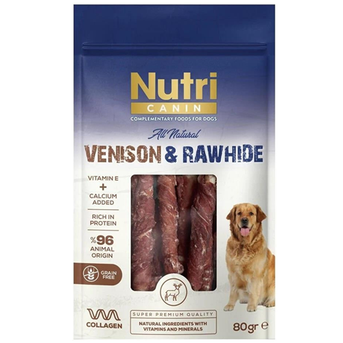 Nutri Canin Venison & Rawhide Geyik Eti Sargılı Kemik Köpek Ödülü 80 Gr