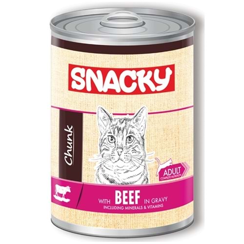 Snacky Chunk Adult With Beef In Gravy Tahılsız Sığır Etli Yetişkin Kedi Konservesi (400 Gr)