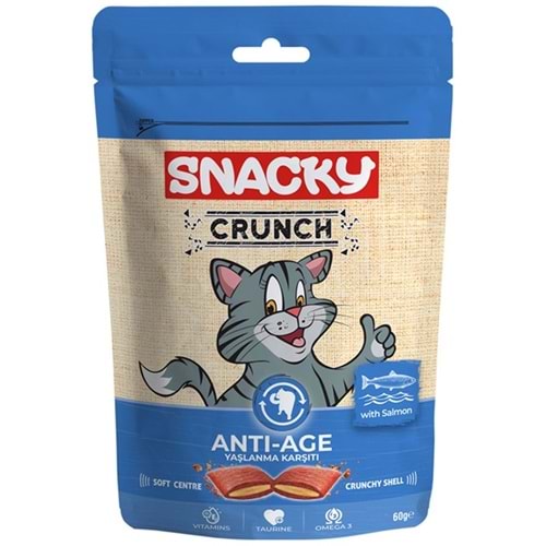 Snacky Cat Crunch With Salmon Anti Age Somonlu Kedi Ödülü (60 Gr)