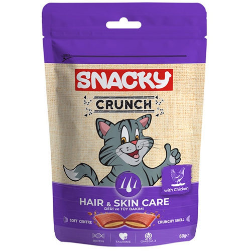 Snacky Cat Crunch With Chicken Hair & Skin Care Tavuklu Kedi Ödülü 60 Gr